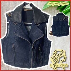 Princess Vera Wang NEW - Sz S - Freshman Rush J07 Riding Vest - denim w/ deco